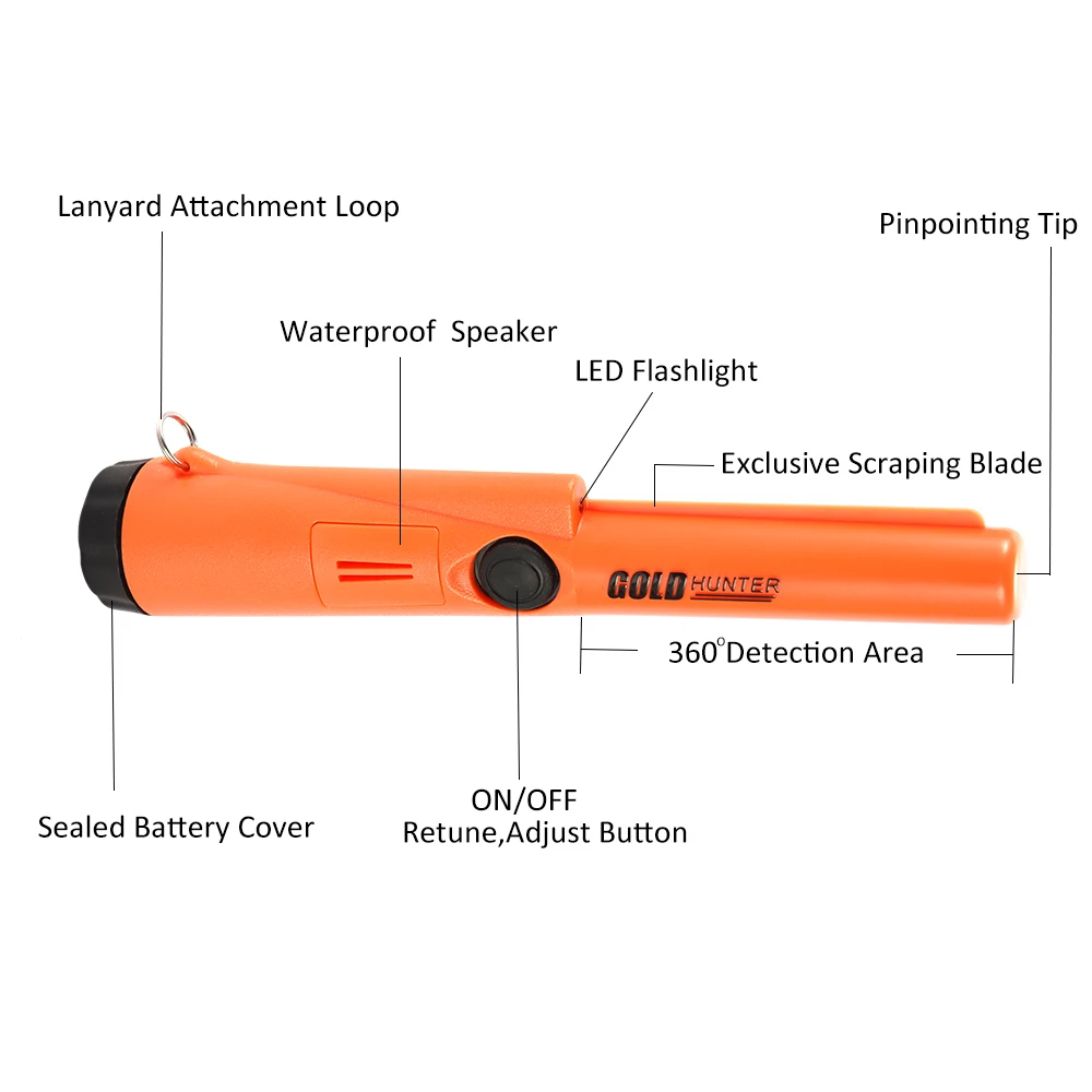 Waterproof High Sensitivity Handheld Metal Detector Treasure Archaeological Gold Locator with LED Light