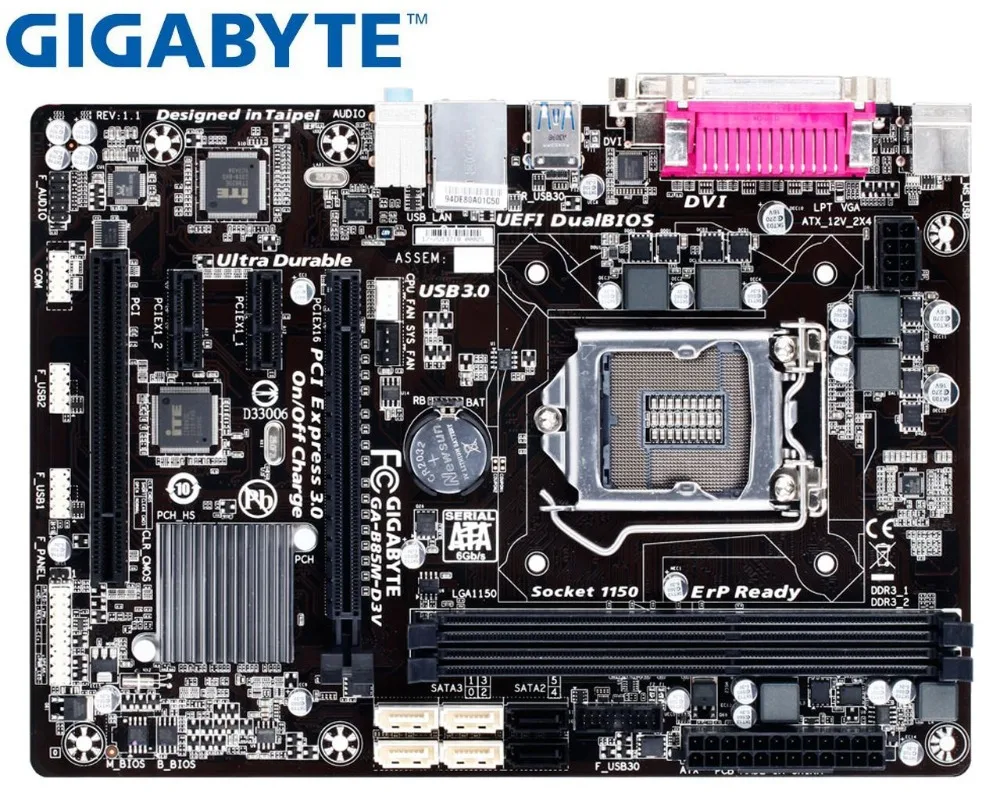 

original motherboard for Gigabyte GA-B85M-D3V B85M-D3V-A LGA 1150 DDR3 B85M-D3V 16GB USB3.0 SATA3 B85 used Desktop motherboard