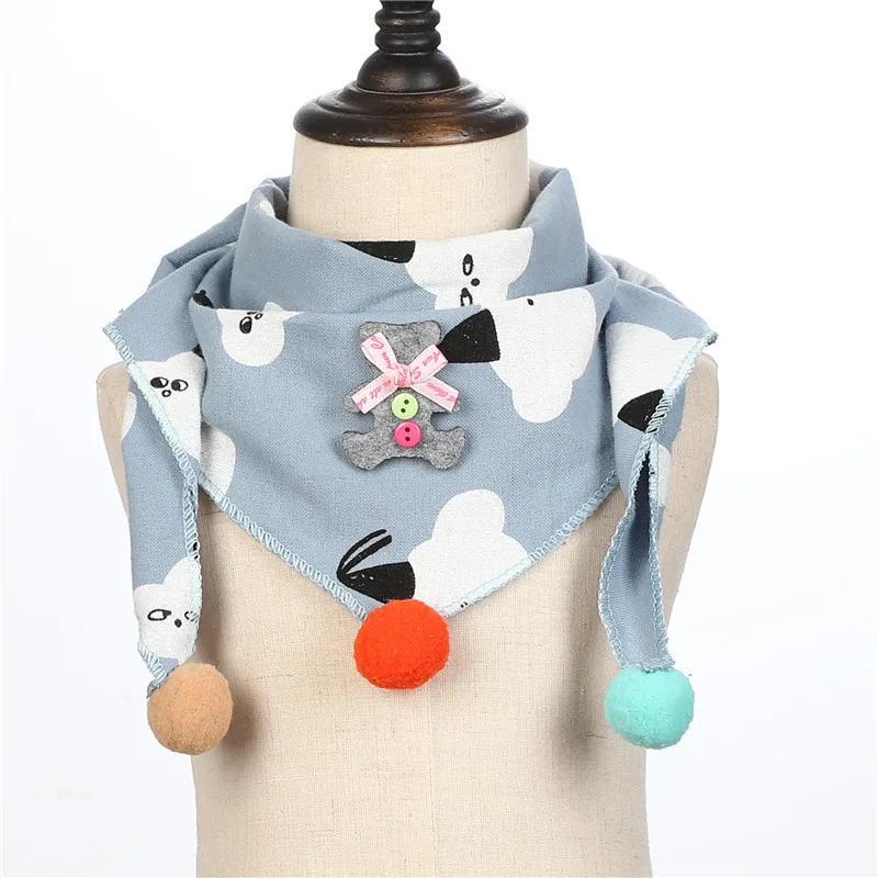 Модный хлопковый детский треугольный шарф со звездами и бантом, детские нагрудники с принтом, шарф для маленьких девочек и мальчиков, осенне-зимний детский шарф, детская одежда - Цвет: blue cloud
