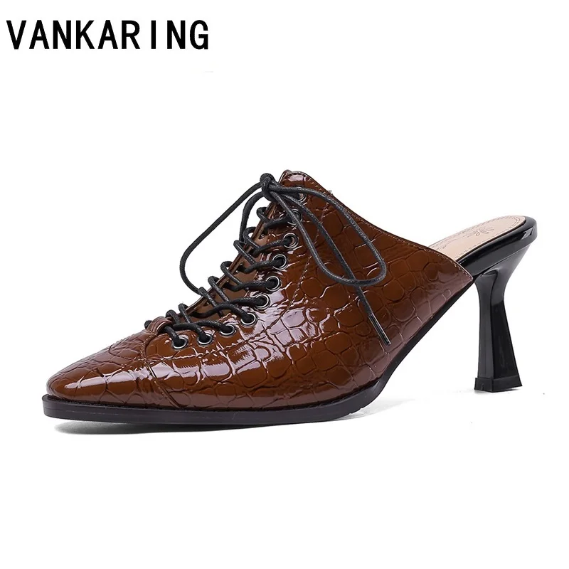 

2020 New multi snake print pumps women pointed toed block high heel fashion lace-up leather sandals sexy slippers women pumps