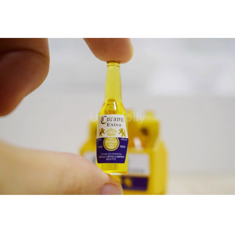 1/6 Scale Mini 6 Bottles of Beer with Paper Box Dollhouse Miniature Doll Food Drinks Play Kitchen Toy Accessories Doll House Toys Pretend Kitchen Toys Pretend Food Toys Dollhouse Furniture Set Pretend Coffee Set Toys