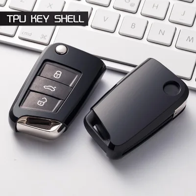 Black With Key pad Автомобильный мягкий чехол из ТПУ с пультом дистанционного управления для Volkswagen VW Golf7 mk7 для Skoda Octavia Seat Ibiza Leon FR 2 Altea Azt - Название цвета: Black With Key pad