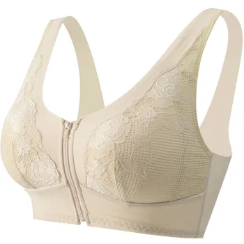 

Women's Sexy Bra Front Buckle Underwear Women's No Steel Ring Nude Bra Thin Gather Collect Breast Anti-Sagging Large Size Bra