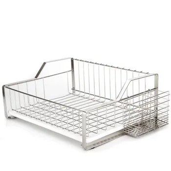 

Stainless Steel Tableware Storage Box Dish Drain Rack Kitchen Single Layer Drip storage rack peg board