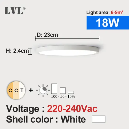 LED 천장 조명 밝기 조절 12W 18W 24W 32W 220V 3 색 조절 가능, 침실 거실 욕실 현대 천장 램프 8