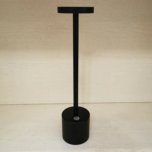 Modern Aluminium Led Dimmable Restaurant Cordless Table Lamp With Usb Rechargeable 5200ma Battery For Hotel Ktv Bar Dinning Room Black