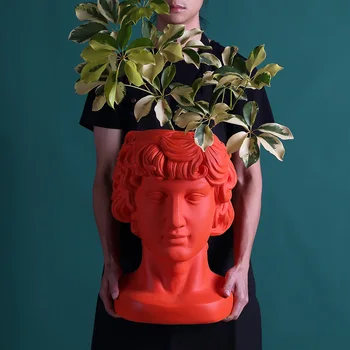 

Big Nose Vase Ornament Human Head Figurines Cement FRP Crafts Home Decor Adonis Flower Vase Cabinet Decoration R4374