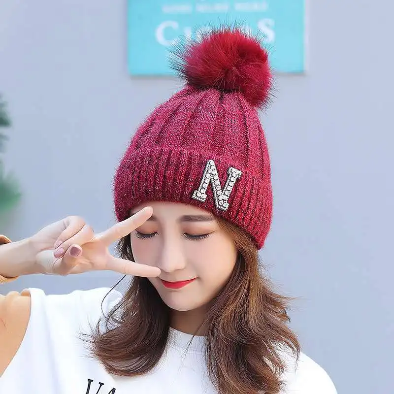 Зимняя шапка бини, женская теплая Кепка из синели с помпоном, для девушек, утолщенная Лыжная одноцветная Зимняя кепка для женщин s, для девушек, громоздкая шапочка Skullies