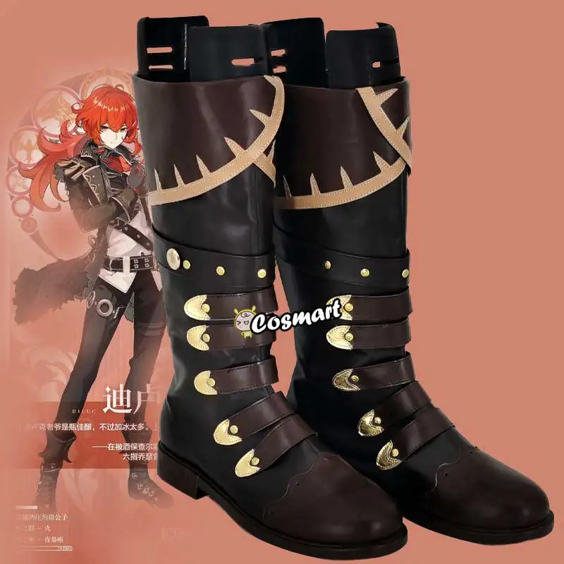 Genshin Impact Diluc Shoes Cosplay Men Boots