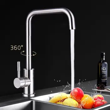 

Kitchen Faucet 360 Degree Kitchen tap cold and hot water kitchen faucet single hole and single handle tap sus 304 kitchen faucet