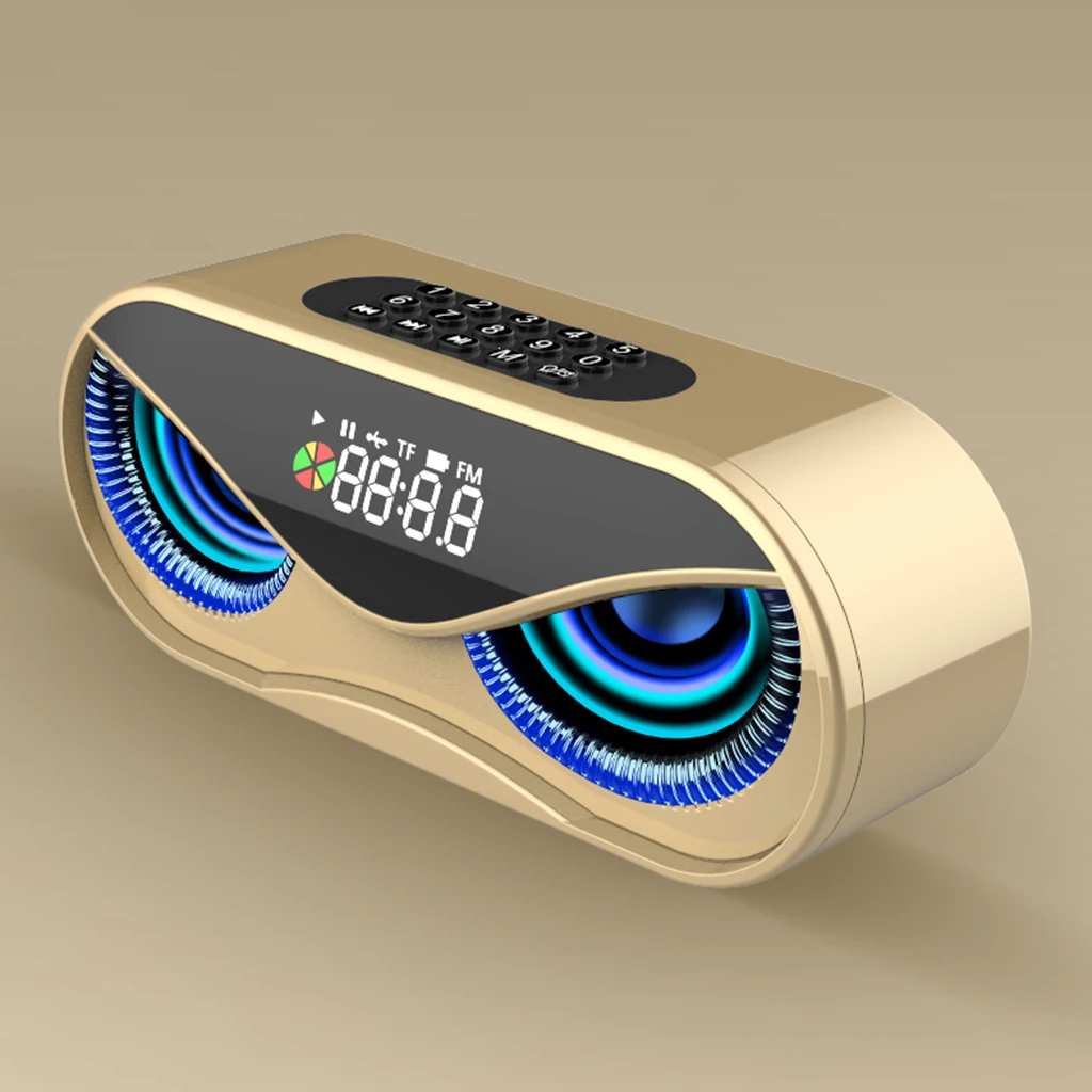 Bluetooth5.0 Multi-functional Wireless Speaker Outdoor Handfree Call Portable Multifunction Speaker with FM Radio Clock TF Card