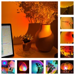 Proyector de atardecer de arco iris USB, luz Led nocturna, lámpara de escritorio de proyección de luz solar, utilizada para dormitorio, Bar, cafetería, decoración de pared, iluminación
