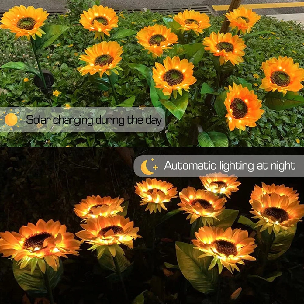 Solar-Powered LED Flower Garden Lights - Waterproof Decorative Pathway Lamps