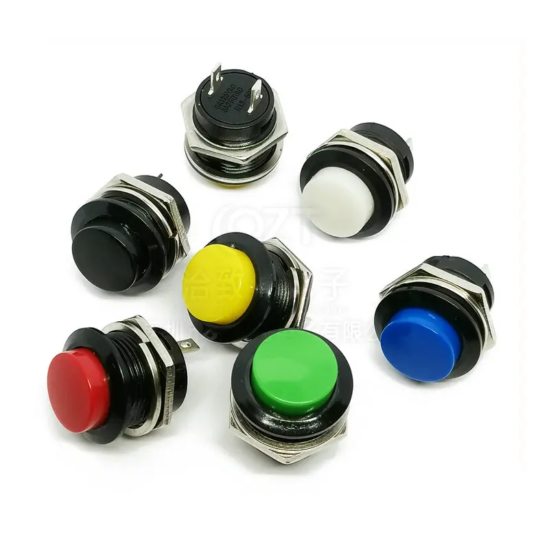 10 stücke Momentary Push Button Switch 16mm Momentary 6A/125VAC 3A/250VAC Runde Schalter R13-507 SCHWARZ ROT GRÜN WEIß BLAU GELB