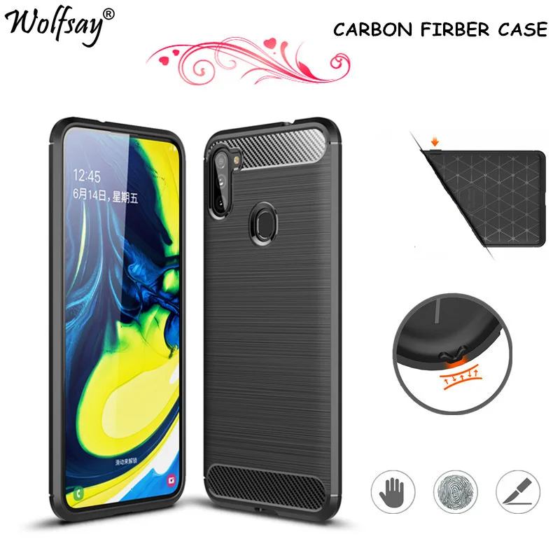 Чехол из углеродного волокна для Samsung Galaxy M11 чехол 6 4 дюйма резиновый бампер