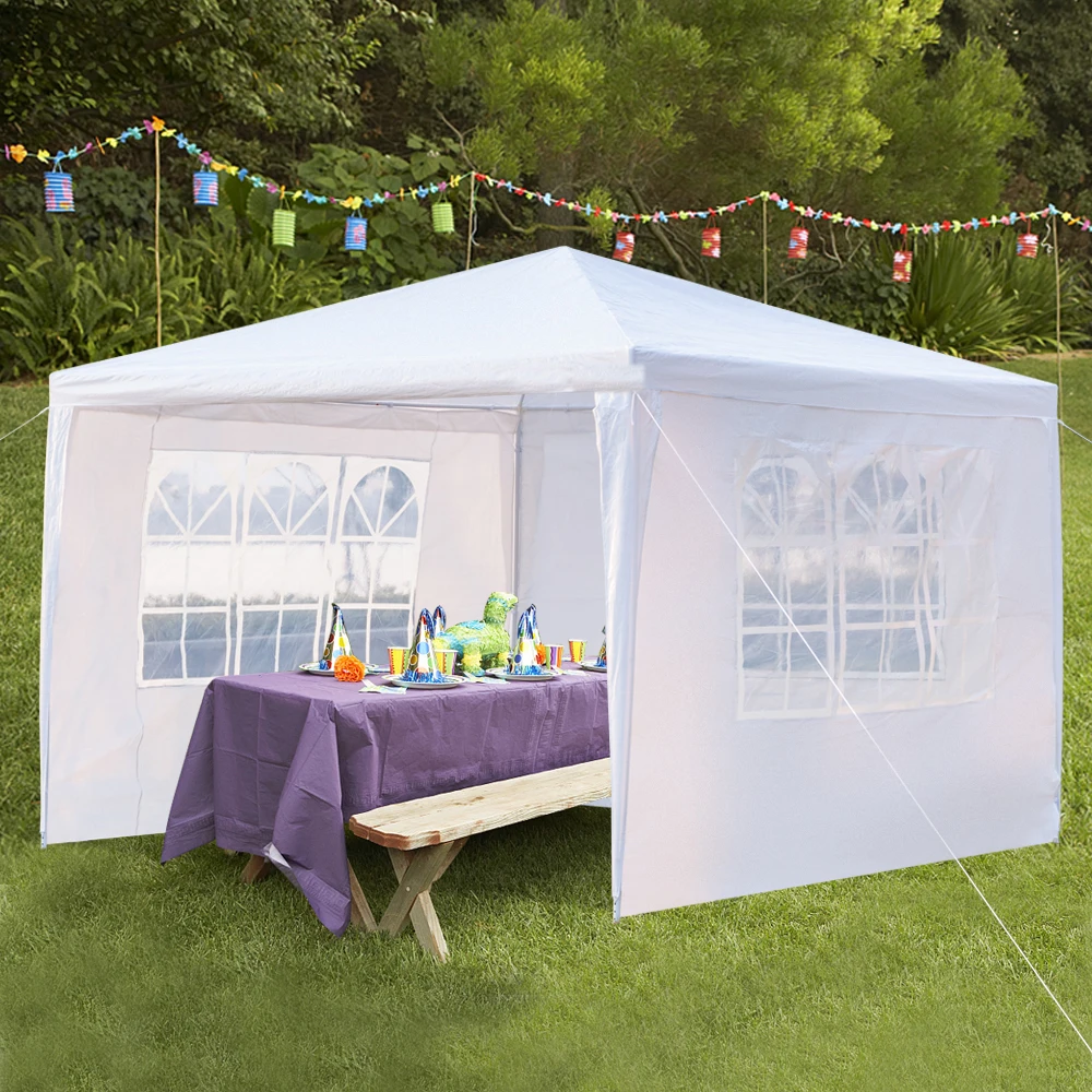 

Outdoor umbrella 3 x 3m Three Sides Waterproof Tent with Spiral Tubes White (300 x 300 x 260)cm Easy to install wedding camping