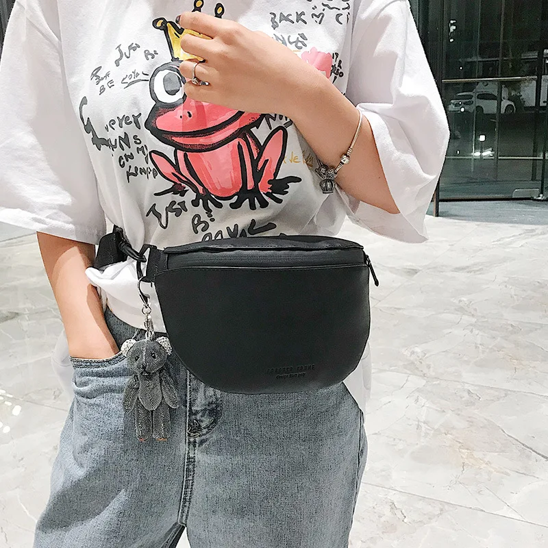 

Chest Pack WOMEN'S Bag New Style 2019 Summer Hipster Bear Pendant Versatile GIRL'S Heart Casual Messenger Bag
