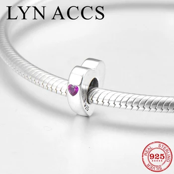

New 925 Sterling Silver Two Hearts Dependent pink CZ fine spacer Beads Fit Original LYNACCS Charm Bracelet Bangle Jewelry making