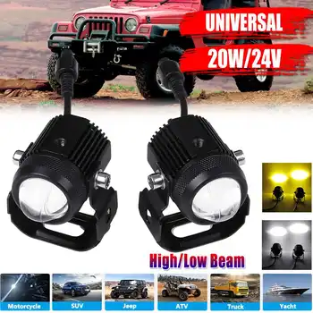 

2PCS IP68 3000LM LED Fog Lights Headlight Work Fog Light 20W 24V Dual Color For Motorcycle for Jeep ATV UTV