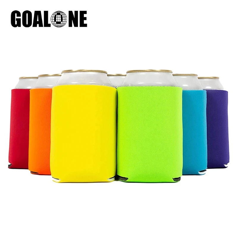 GOALONE 6Pcs/Set Beer Can Cooler Blank Neoprene Can Sleeves Collapsible  Insulated Drink Cooler Holders for Beer Water Bottles