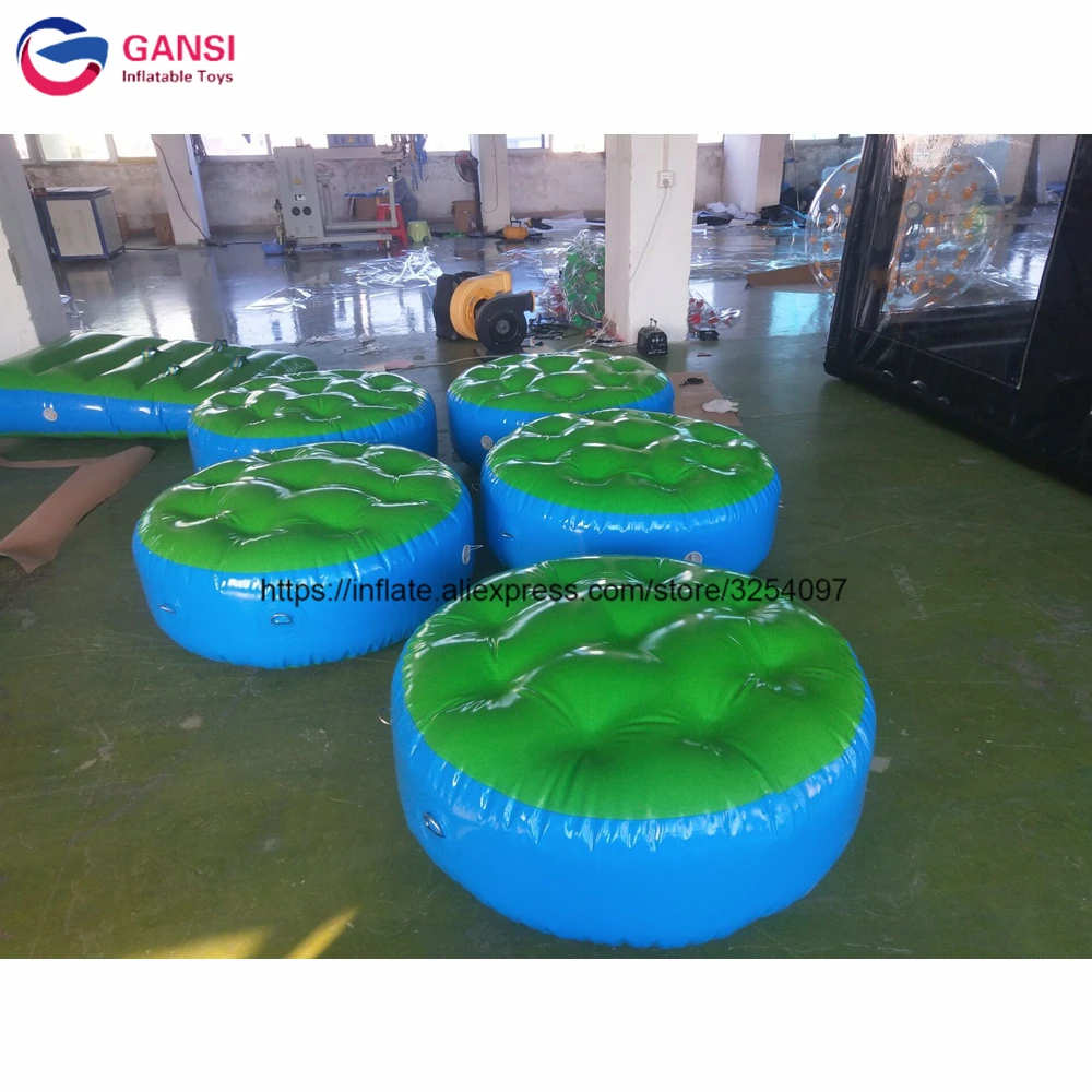 

Aqua park games 10 pieces inflatable round water mat , 1m diameter floating inflatable water trampoline for pool