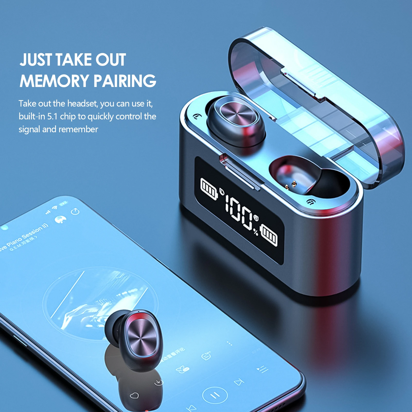 

Bluetooth 5.0 Earphones Wireless Headphones 9D Hifi Stereo Earbuds Waterproof Mini Earphones Music Headsets LED Display