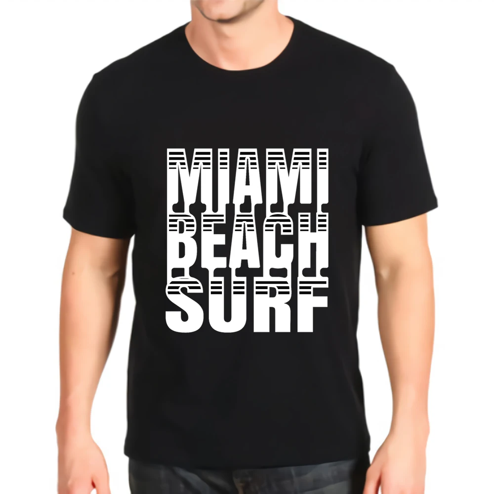 printed Tshirt new fashion miami beach surfing florida usa gift idea Top mens Loose customization Tees | Мужская одежда