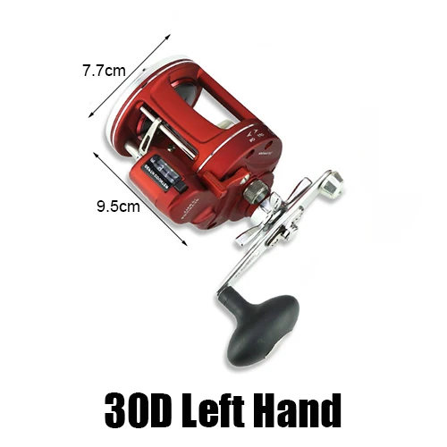 Red 30D Left Hand Металлический литой барабан колеса Троллинговые Рыболовные катушки со счетчиком соленой воды baitcasing катушка для морской рыбалки джиггинг Катушка длинный Литой - Цвет: Red 30D Left Hand