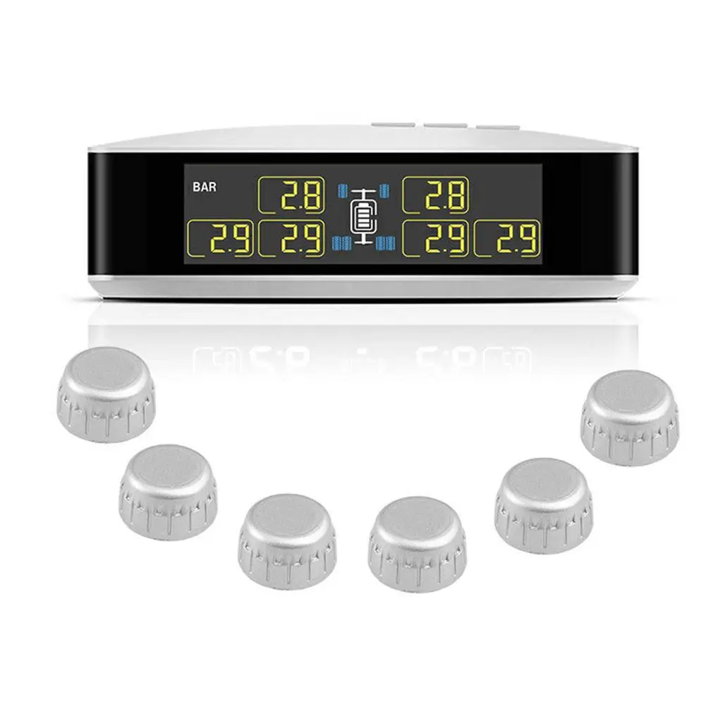 TPMS автомобильное беспроводное давление в шинах для RV система мониторинга шин 6 колес давление в шинах ЖК-монитор система с 6 внешними датчиками