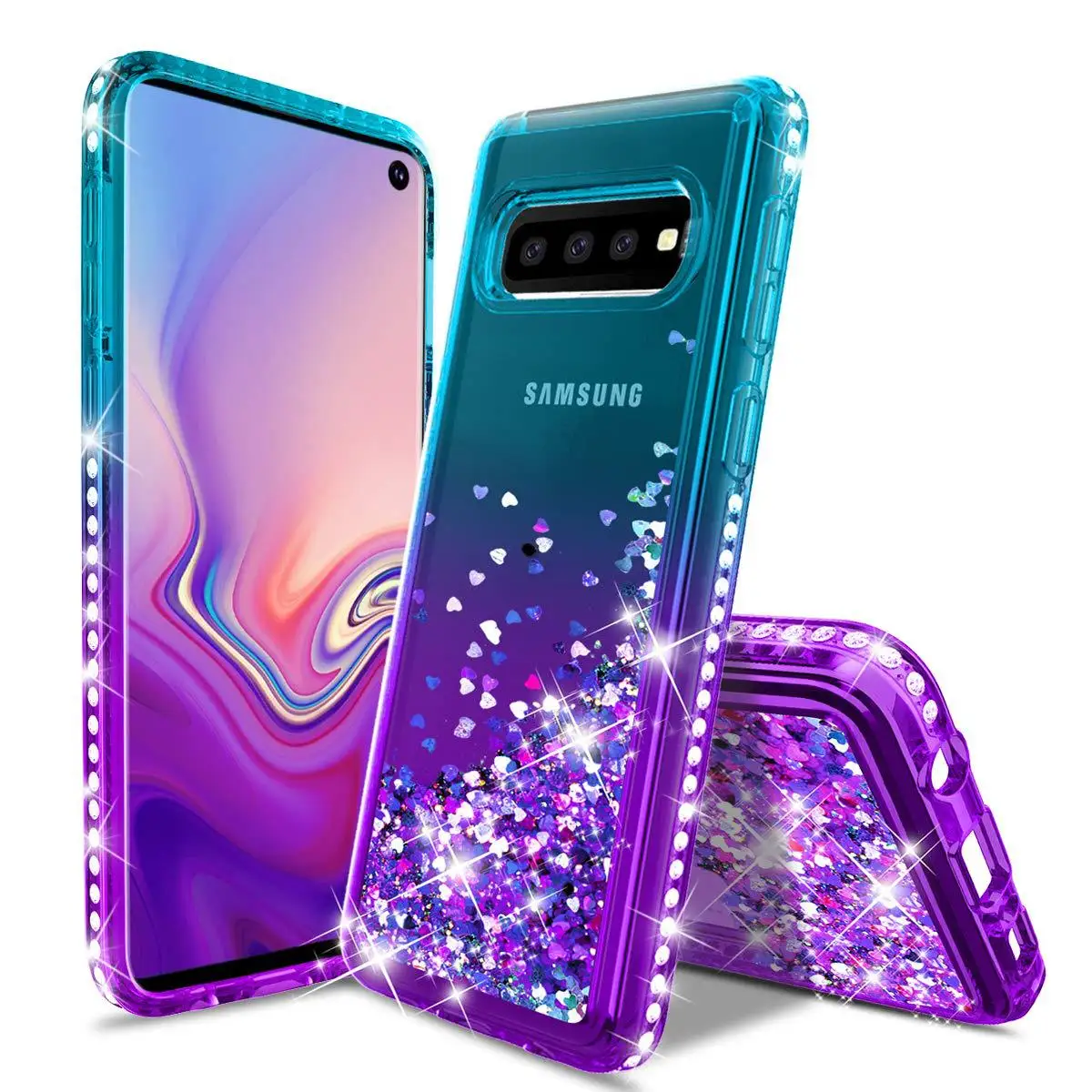 Стиль SAMSUNG S10 плюс Чехол для телефона-в-градиент эффект сыпучего песка с инкрустацией стразами, не замненная Защитный чехол S10e в настоящее время авайлаб