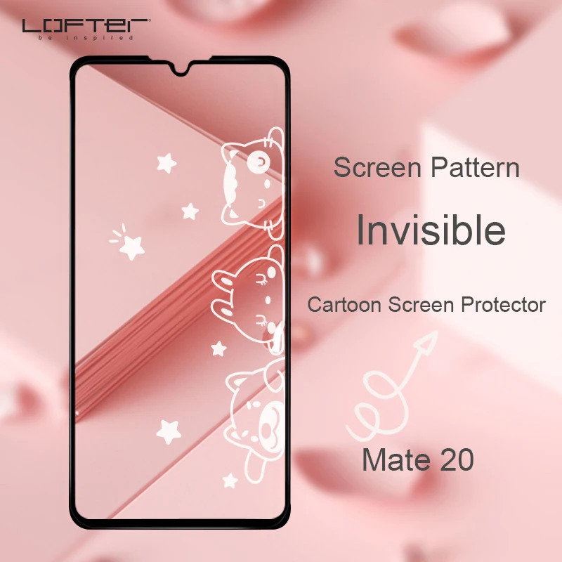 

Cartoon Tempered Glass Screen Protector for Huawei Mate 20 Inivisble Pattern Front Film Cute