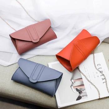 

2019 fashion ladies chain crossbody bag long wide tongue buckle female mobile phone small bag female handbag