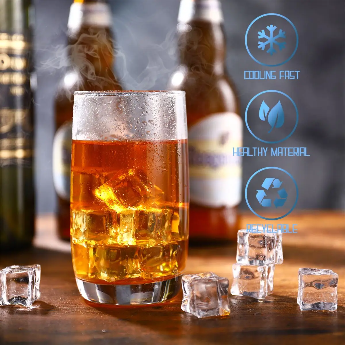 50Pcs Artificial Ice Cubes Fake Acrylic Artificial Square Shape Vase Fillers Crystal Cubes Acrylic Play Kitchen Play
