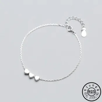 

Small Love Heart Shaped Beads 925 Sterling Silver Chain Bracelets for Women Trendy Lady Hand Charm Bracelet Fine Jewelry
