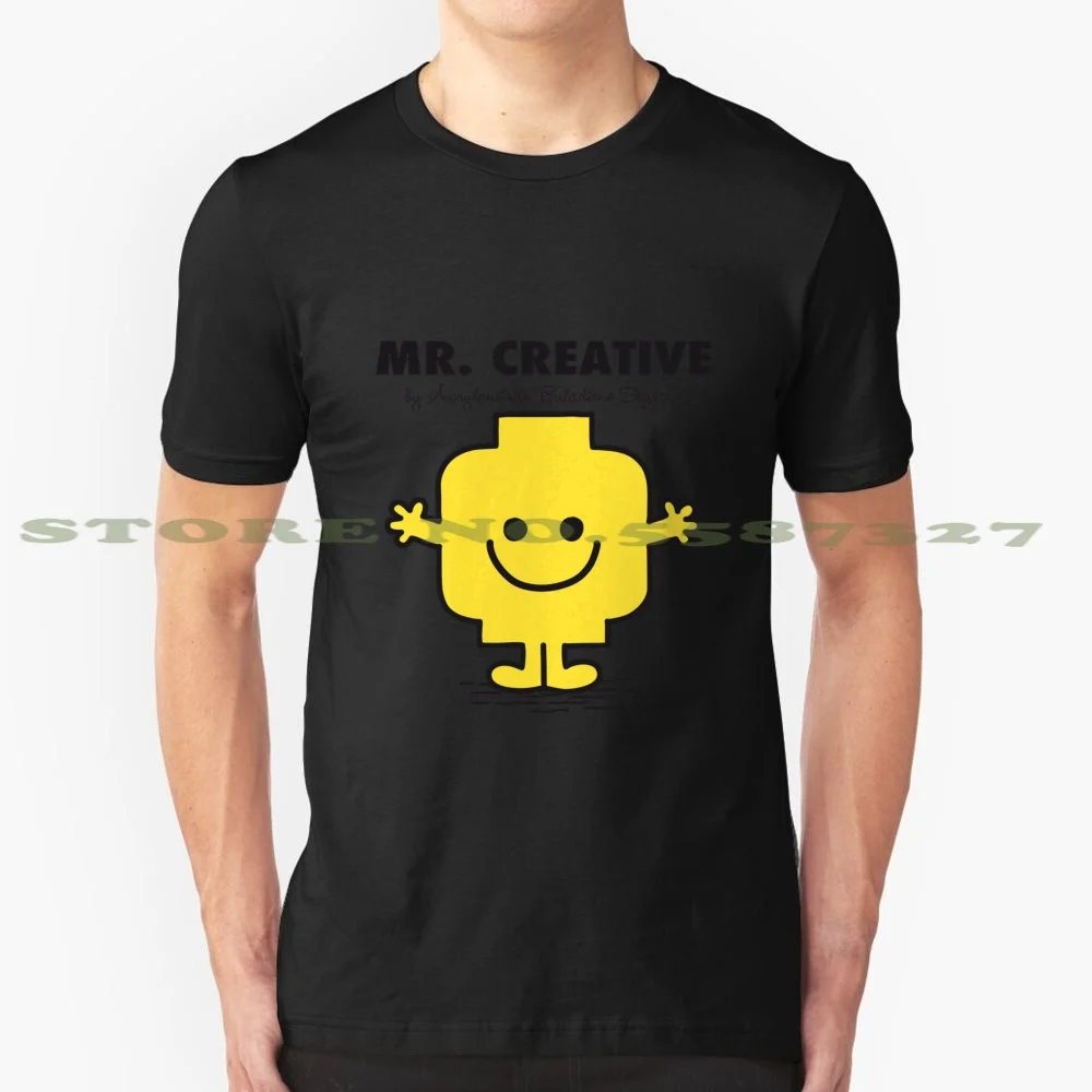 Mr Creative черно-белая футболка для мужчин женщин лего кирпичи голова Afol смешная
