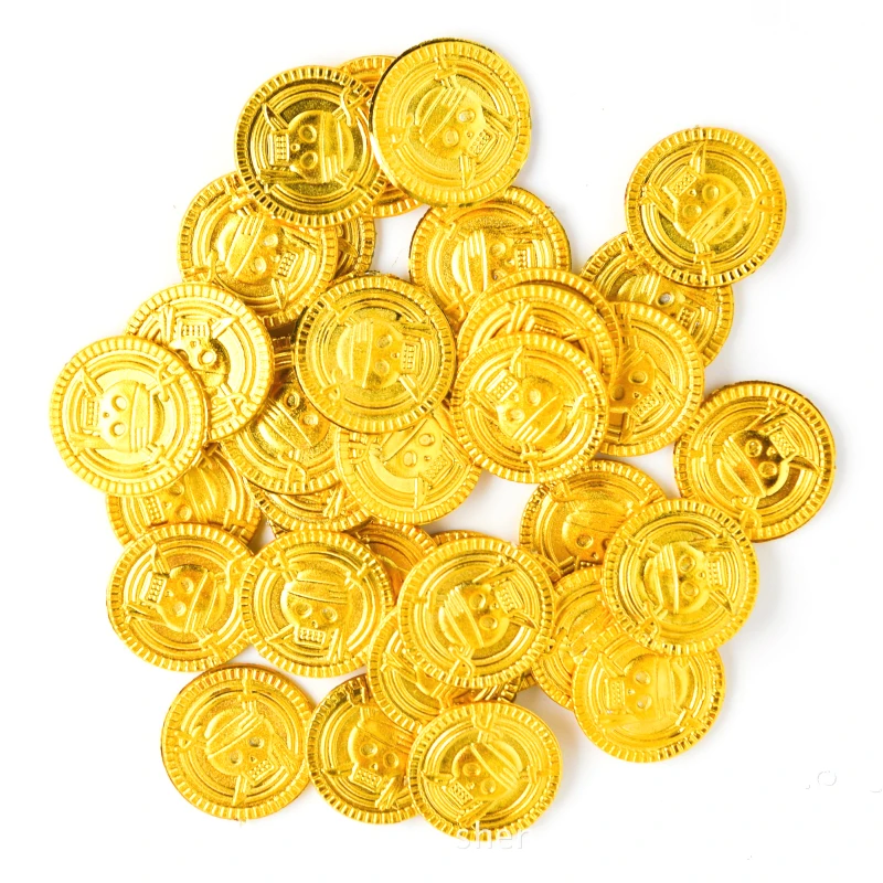 

50pcs/lot Pirate Gold Coins Pirate Treasure Game Props Toys Halloween Decor Birthday Party Favor Decoration Supplies Kid Gifts