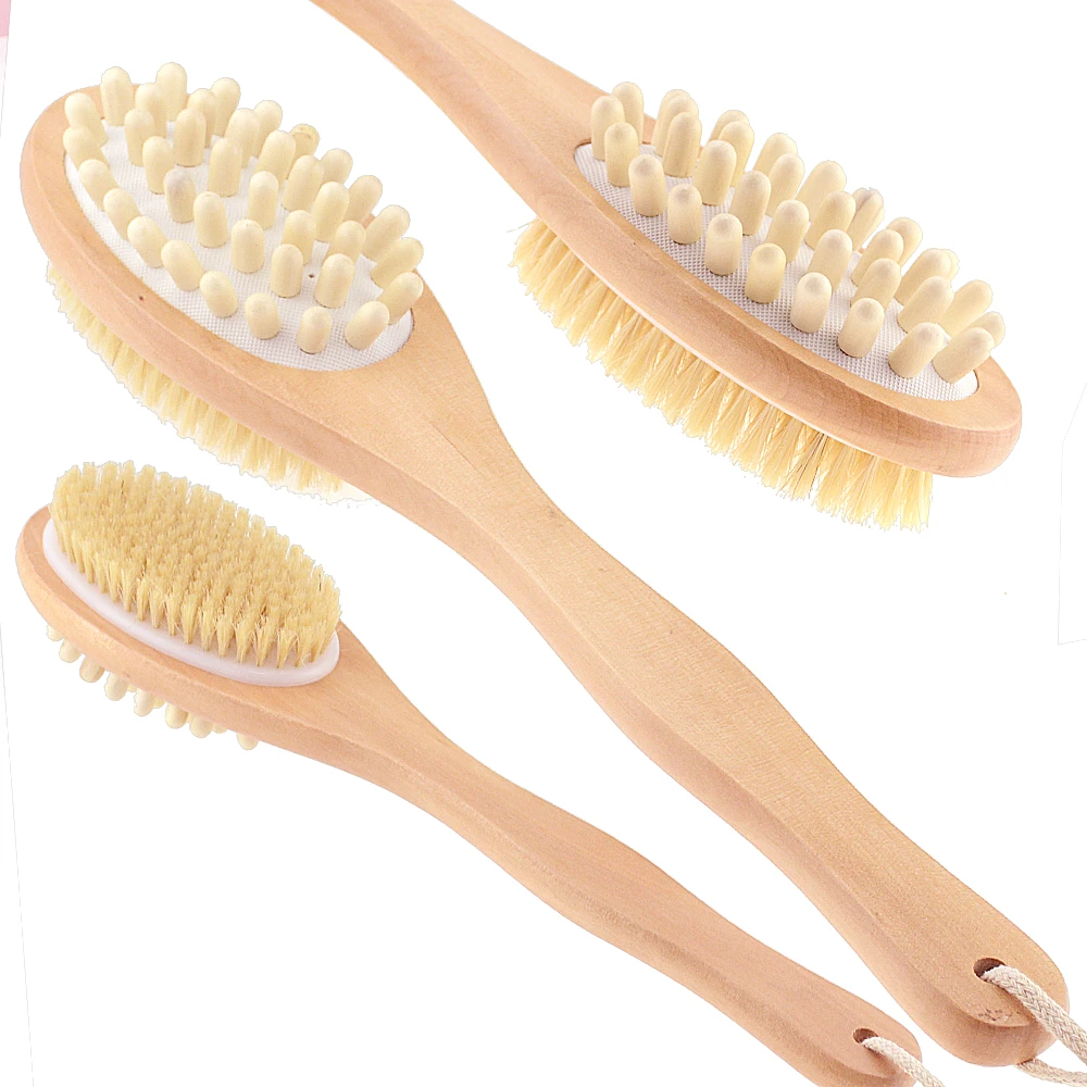 Cepillo corporal 2 en 1 con cerdas naturales para el cuerpo, depurador de mango largo, cepillo de madera para ducha, Spa, cepillos de para Baño |Cepillos, esponjas y estropajos de baño| - AliExpress