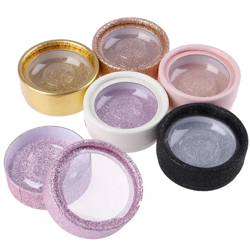 6Colors 1pc faux Mink lashes strips Glitter Round Empty Case False Eyelashes Packaging Box lash boxes packaging Custom Logo | Красота и