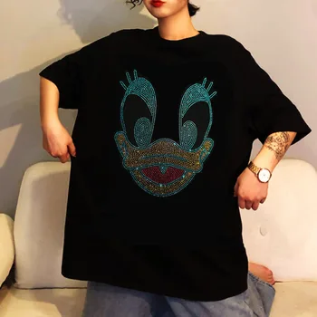 

5 or 10 piece/lot !Carton duck chest hotfix rhinestones, heat transfer design iron on motifs,rhinestone for garment,T-shirt