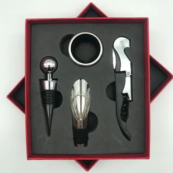 

New Wine Bottle Corkscrew Opener Set Four-piece Wine Openers Set Kitchen Bar Tools Red Wine Stopper Bar With Gift Box
