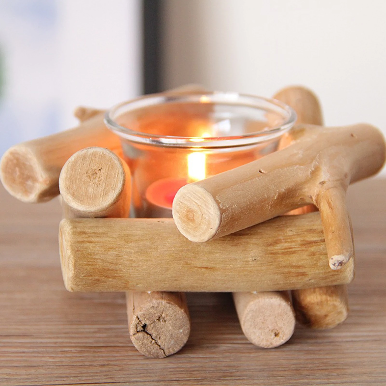 

Candle Holder With Glass Cup Rustic Country Coastal Style Tea Light Candle Stand For Farmhouse Home Decoration Home Altar Decor