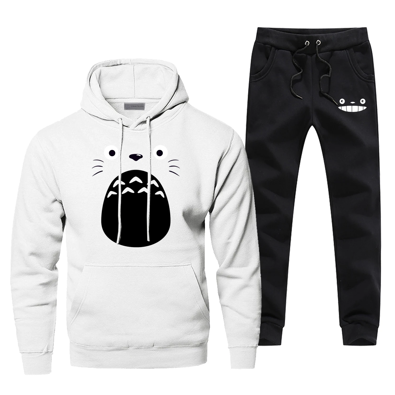 Totoro мужские толстовки комплекты из двух предметов штаны Хаяо Миядзаки Толстовка Спортивные штаны уличная спортивная одежда толстовки с японским аниме-принтом