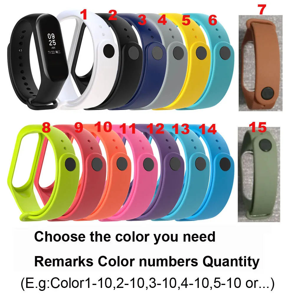 Для Xiaomi mi Band 4 браслет ремешок mi band 3 силиконовый браслет 50 шт