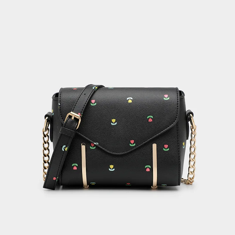 

2020 Spring New Style Cute WOMEN'S Cross-body Bag Korean-style PU Handbag Printed Shoulder Bag with Chain Women's