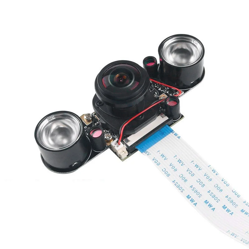 Инфракрасный ночной 5Mp модуль камеры с широкоугольным объективом 175 градусов+ 2 шт подсветка для Raspberry Pi 2/3/B