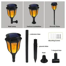 Светодиодный светильник с пламенем водонепроницаемый 96 Светодиодный s газон пламя мерцающий фонарь светильник Открытый Солнечный светодиодный светильник s украшение сада