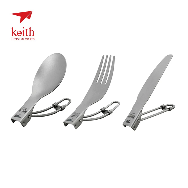 Keith открытый Титан складной ложка Spork нож кемпинг столовые приборы беспорядок Комплект Ti530234