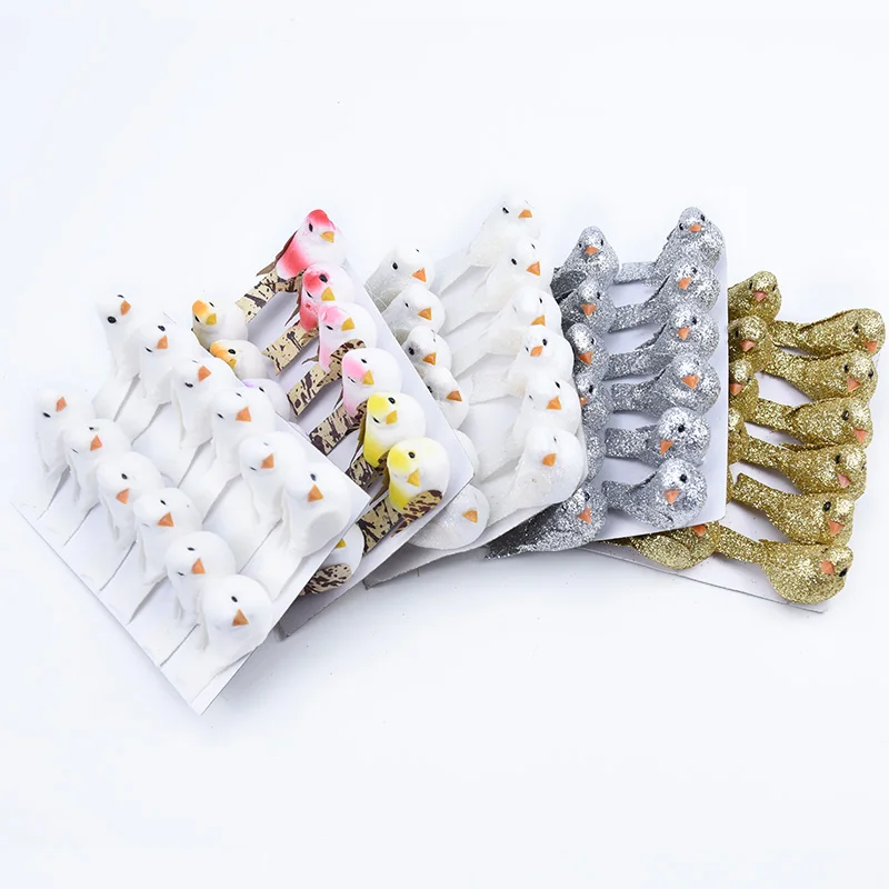 12 шт. золотистые/Серебристые рождественские украшения в виде птицы оптовая