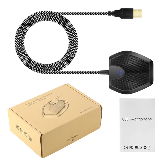 USB настольный микрофон для конференц-совещаний, бесшумный стерео всенаправленный микрофон FKU66