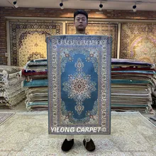 Yilong 2,5 'x4' Синий Шелковый ковер Роскошные турецкие традиционные Цветочные ковры(HF159B